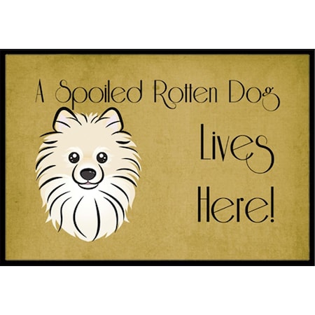 Carolines Treasures Pomeranian Spoiled Dog Lives Here Indoor and Outdoor Mat- 24 x 36 in. BB1455JMAT